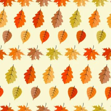 Abstract  Illustration Seamless Pattern Background with Falling Autumn Leaves Stock Illustration
