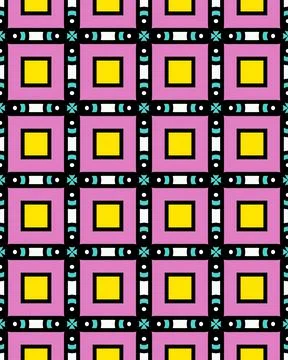 Abstract illustration of seamless square tile pattern with different shapes 스톡 일러스트