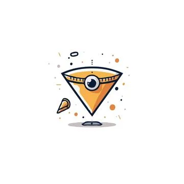Abstract illustration showcasing a triangular character with distinctive ey.. Illustrazione stock