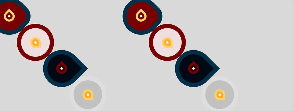 Abstract illustration shows repeating pattern. Circles, teardrops, dots creat Illustrazione stock
