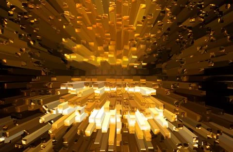 Abstract illustration of a space star explosion in gold tones. Stock Illustration
