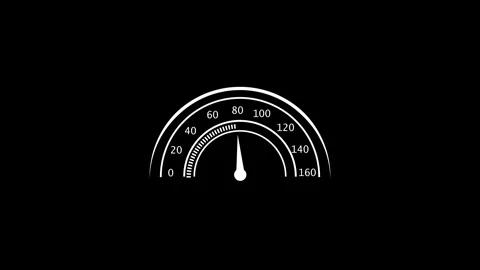 Abstract illustration of speedometer with white needle quickly rising from .. Stock Footage 332158452