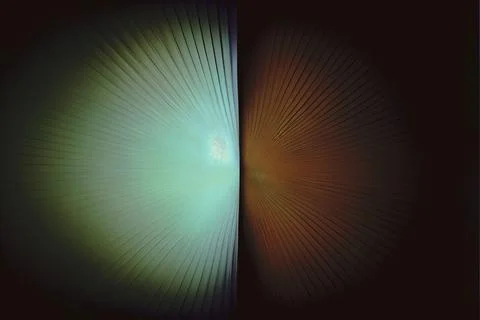 Abstract illustration of a split background, a fan-shape in light and in shadow Stockillustratie