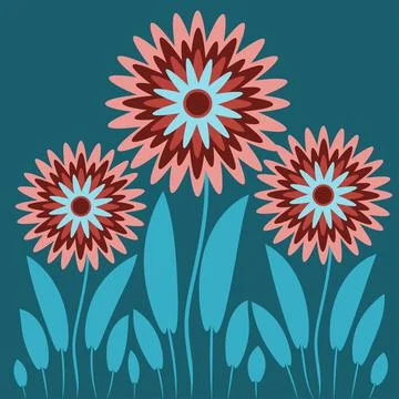 Abstract illustration on a square background - stylized flowers - graphics. F Stock Illustration