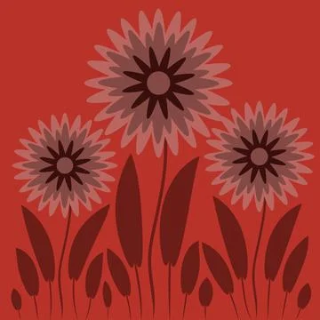Abstract illustration on a square background - stylized flowers - graphics. F Stock Illustration