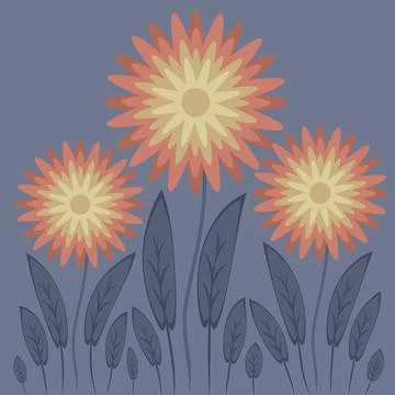 Abstract illustration on a square background - stylized flowers - graphics. F Stock Illustration