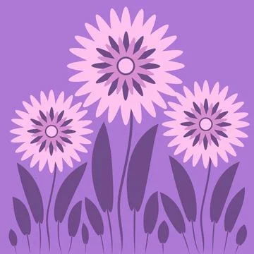 Abstract illustration on a square background - stylized flowers - graphics. F Stock Illustration