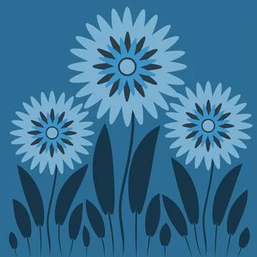 Abstract illustration on a square background - stylized flowers - graphics. F Stock Illustration