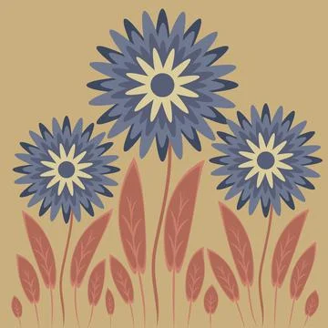 Abstract illustration on a square background - stylized flowers - graphics. F Stock Illustration