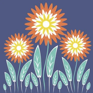 Abstract illustration on a square background - stylized flowers - graphics. F Stock Illustration