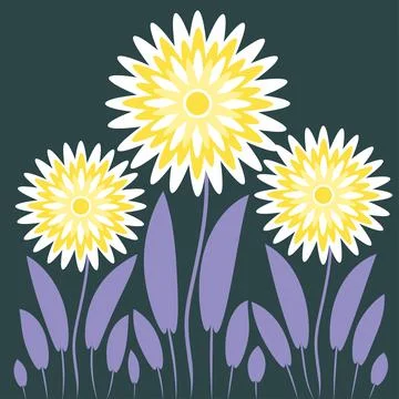 Abstract illustration on a square background - stylized flowers - graphics. F Illustrazione stock
