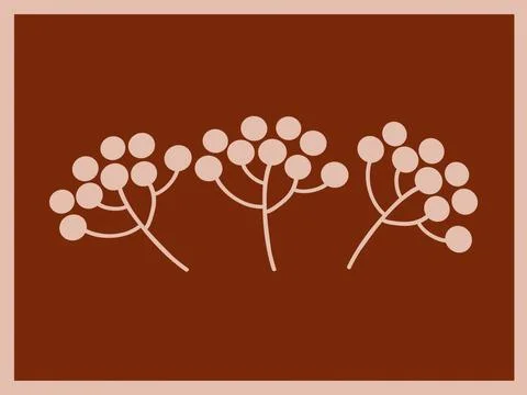 Abstract illustration of three stylized trees with round foliage on a textured Stock Illustration