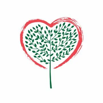 An abstract illustration of a tree growing in the shape of a heart concept Stock Illustration