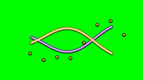 Abstract illustration of two intersecting colorful waves with orange dots Stock Footage 340267921