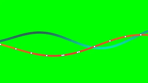 Abstract illustration of two intersecting sine waves on a green background Stock Footage 340264902
