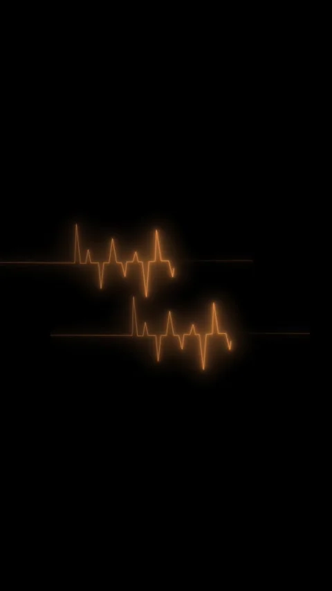 Abstract illustration of two orange heart rate monitor lines moving horizon.. Stock Footage 338421604