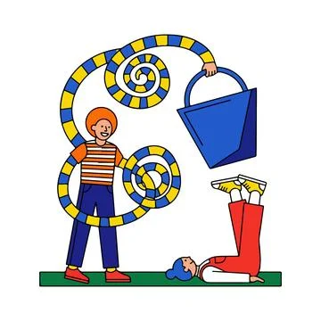 Abstract Illustration of Two People with a Bucket Stock Illustration