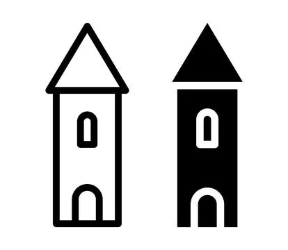 Abstract illustration of two tower designs in contrasting colors and styles Ilustración de archivo