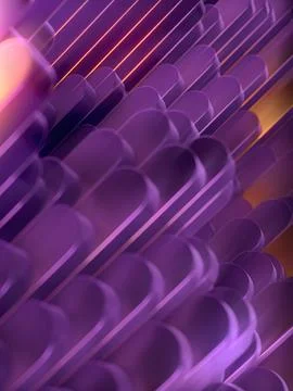 Abstract illustration using rows of rounded columns. 3d rendering Stock Illustration