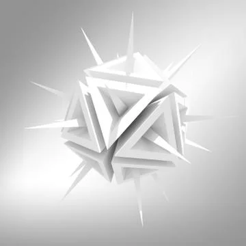 Abstract illustration of a virus as a white sharp object with spikes Illustrazione stock