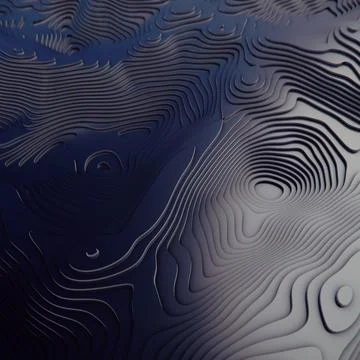 Abstract illustration of wavy metallic surface. Dark background. 3d rendering Stock Illustration