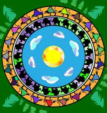 Abstract image of animals in the ring Illustrazione stock