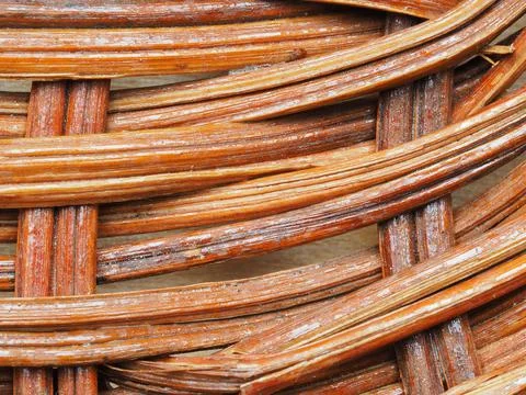 Abstract image, background, texture, closeup. wicker basket. curved orange an Stock Photos