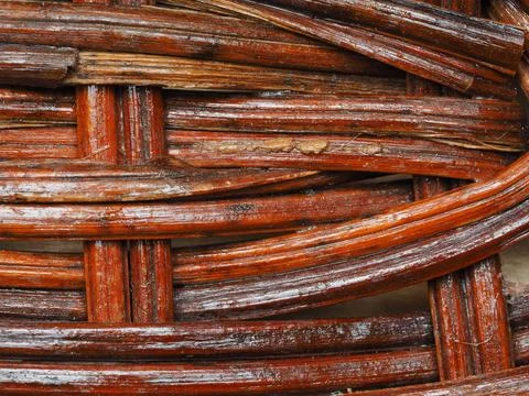 Abstract image, background, texture, closeup. wicker basket. curved orange an Stock Photos