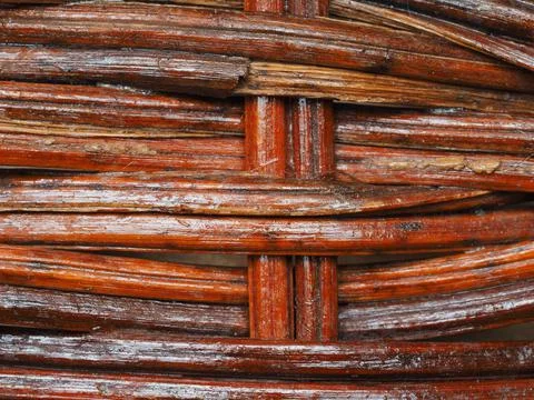 Abstract image, background, texture, closeup. wicker basket. curved orange an Stock Photos