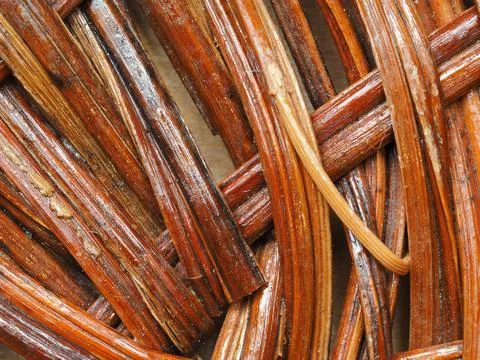 Abstract image, background, texture, closeup. wicker basket. diagonal orange  Stock Photos