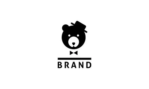Abstract image of a bear in a bowler hat and bow tie. Stock Illustration
