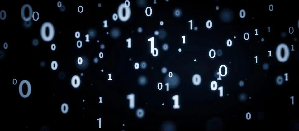 Abstract image of binary number. Abstract binary code pattern with floating d Stock Photos