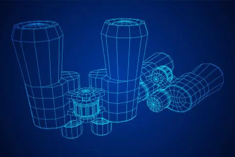 Abstract image of a binoculars. Searching or business vision concept Illustrazione stock