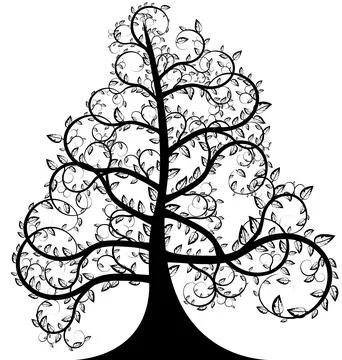 The abstract image of black tree with leaves Stock Illustration