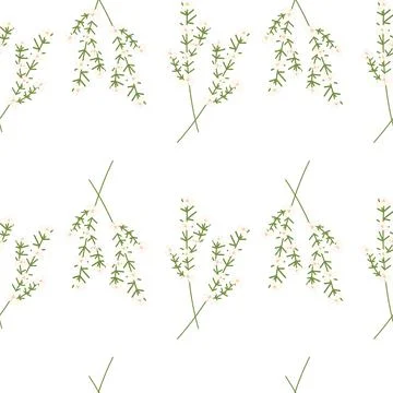 Abstract image of a blossoming branch of a cherry tree with flowers, buds, and Illustrazione stock