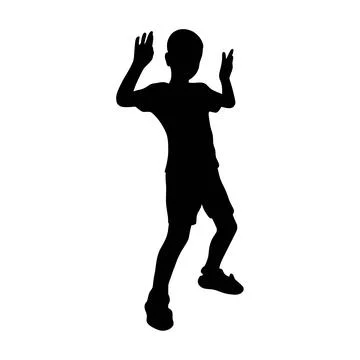 Abstract image of boy dancing ink silhouette Illustrazione stock