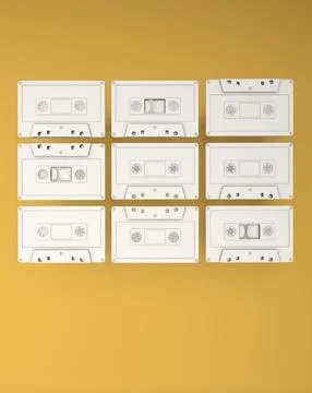 Abstract image of cassettes floating randomly in space. Retro minimalism fr.. Stock Illustration