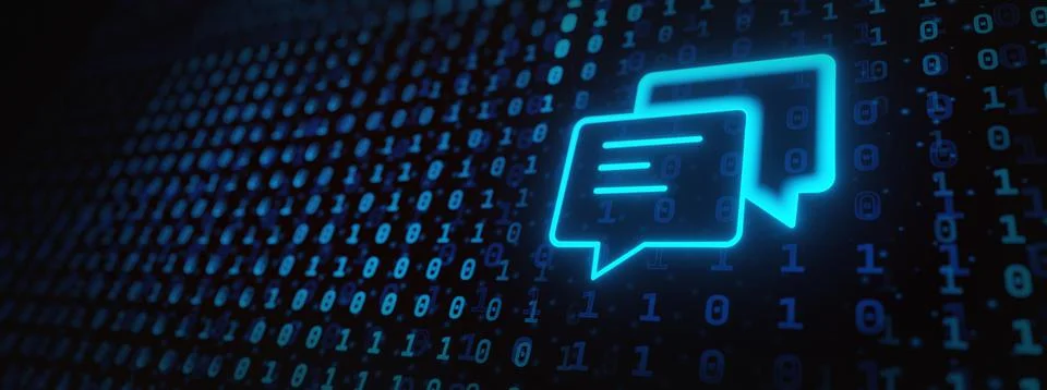 Abstract image of chat bubble, Abstract Technology Binary code, The Need of T Illustrazione stock