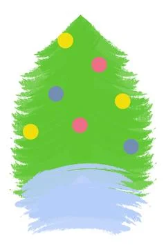 Abstract image of a Christmas tree from brush strokes with a garland of colored Stock Illustration