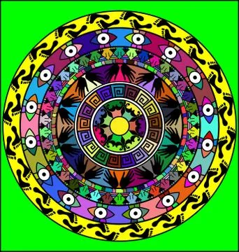 Abstract image of circle consisting of lines and figures Stock Illustration