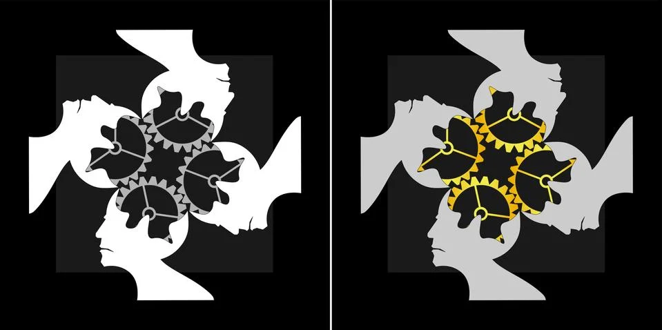 Abstract image of collective intelligence team work logo Stock Illustration