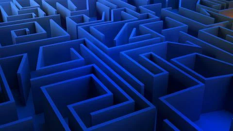Abstract image of a complex corridor maze.,finding a way,3D rendering 스톡 일러스트