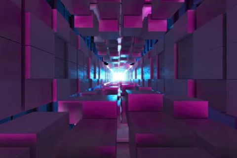 Abstract image of the cube background, the path to the light, Plastic Pink an 库存插图