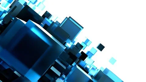 Abstract Image Of Cubes Background In Blue Toned Ilustración de archivo