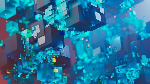 Abstract image of cubes background in blue toned 스톡 일러스트