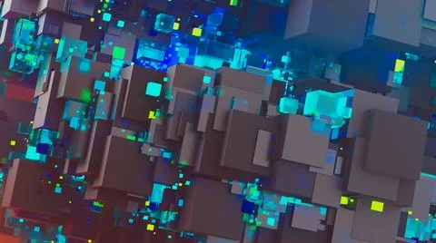 Abstract image of cubes background in blue toned 스톡 일러스트