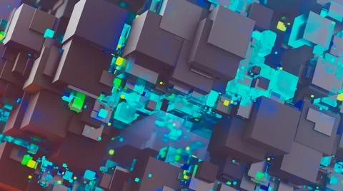 Abstract image of cubes background in blue toned 스톡 일러스트