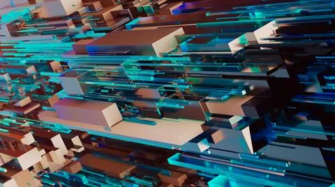 Abstract image of cubes background in blue toned Illustrazione stock