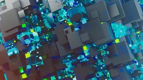 Abstract image of cubes background in blue toned Illustrazione stock
