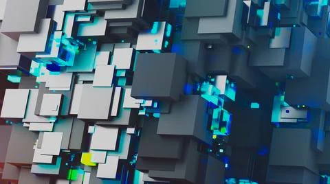 Abstract image of cubes background in blue toned Illustrazione stock